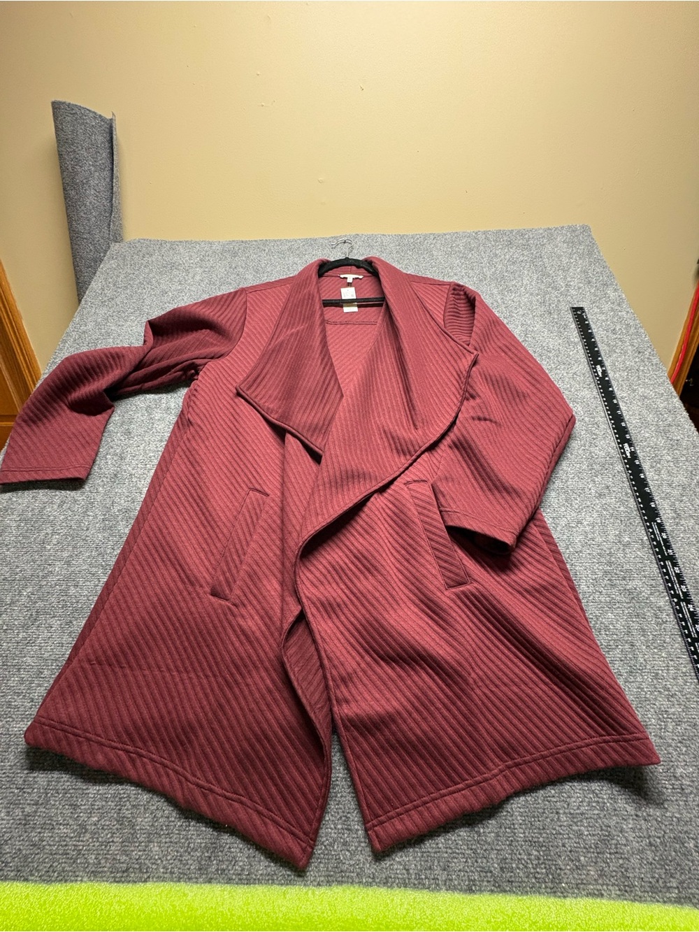 Women's Open Front Longline Jacket - Burgundy size 2x - NEW